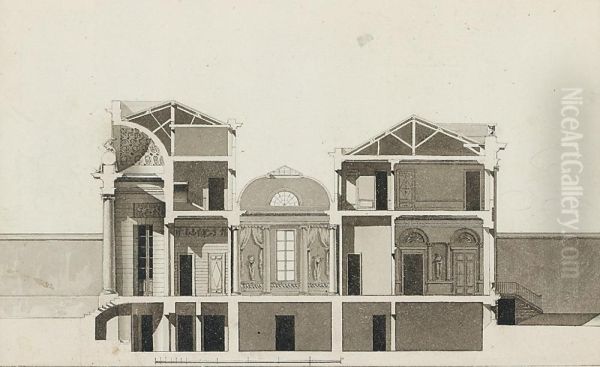Quatre Dessins :1-deux Etudes De La Coupe De La Chapelle - view 1