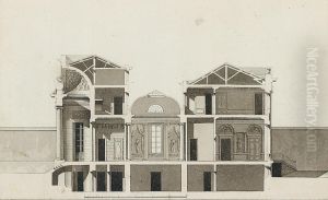 Quatre Dessins :1-deux Etudes De La Coupe De La Chapelle by Jean-Charles Krafft