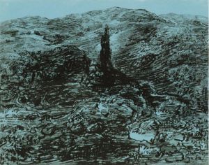 Hilly Landscape With Cypress Trees Hilly Landscape With Cypress Trees