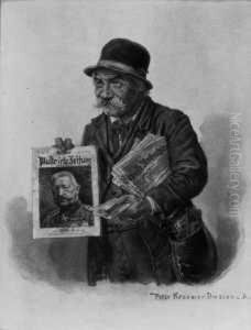 Der Zeitungsbote, Die "berliner Illustrierte Zeitung" Mit Dem Bildnis Hindenburgs Haltend.