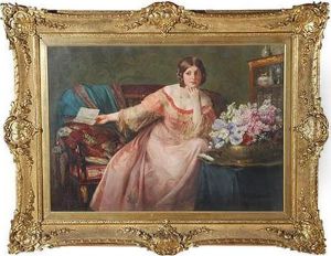 Ritratto Di Donna Con Lettera In Un Interno