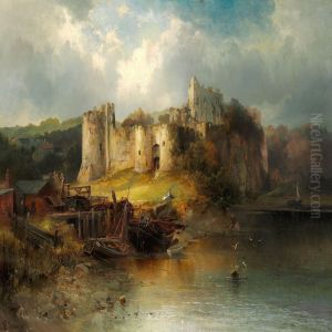 Ruins Of A Fortress Near A River by Franz Emil Krause