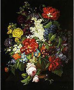 Grosser Blumenstrauss In Einer Tonvase by Lina Krause
