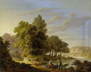 Flusslandschaft Mit Figurenstaffage by Simon Andreas Krausz