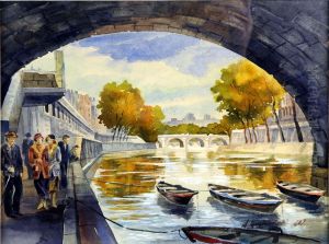 Les Ponts Parisiens by Aleksey Ilyich Kravchenko