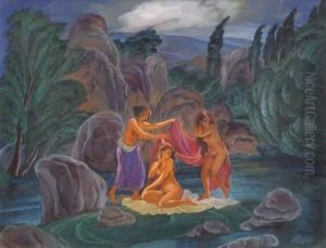 Baigneuses Dans Un Paysage.