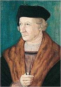 Portrait Of An Architect, Half-length, Wearing A Black Coat With Fur Collar, Holding Dividers by Hans Krell