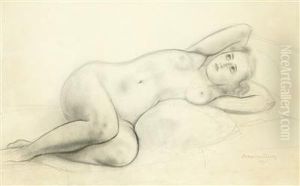 A Reclining Nude Girl by Rudolf Kremlicka