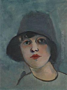Portrait Of A Lady In A Hat by Rudolf Kremlicka