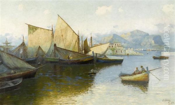 Coastal Scene In Southern Italy With Sailing Ships - view 1