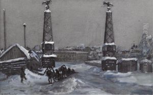View Of A Street In St. Petersburg by Lukomsky Georgy Kreskentyevich