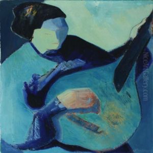 Woman Playing The Mandolin by Kresten Krestensen