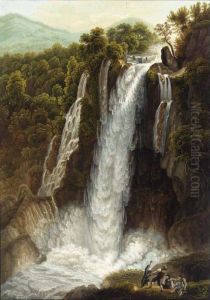 The Waterfall At Vetino, Near Terni by Wilhelm Kretschmer