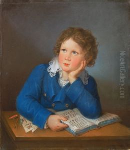 Ritratto Di Fanciullo Con Libro E Disegni
