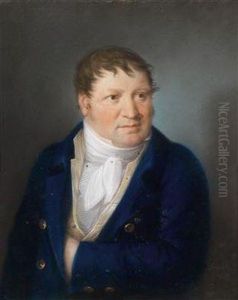 A Portrait Of A Gentleman In A Cobalt Blue Jacket And Aplastron by Johann Lorenz Kreul