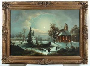 Christmette In Winterlichem Mondschein