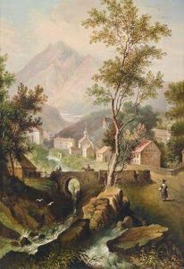 Kleine Landschaftmit Figurlicher Staffage by Vincenz Kreuzer