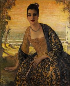 Portrait Einer Jungen Dame In Spanischem Kleid by Carl Kricheldorf