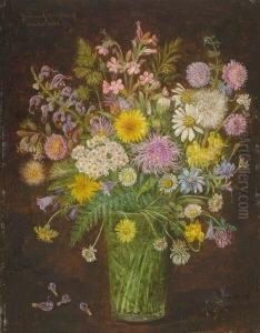 Wiesenblumen In Glasvase. by Hermann J. Gottlieb Kricheldorf
