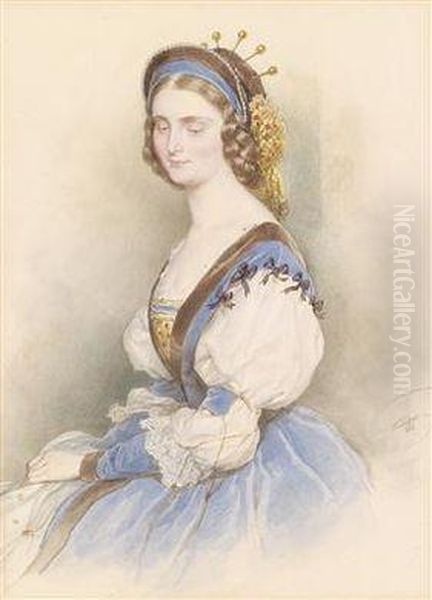 Bildnis Einer Jungen Dame In Blauem Kleid - view 1