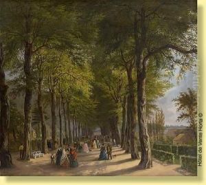 Promeneurs Dans L'allee by Ernest Krins