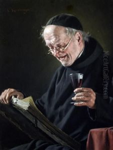 Cleric Holding A Glass Of Wine by Carl Kronberger