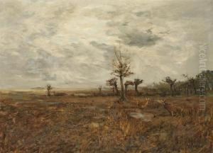 Herbstlandschaft Mit Rotwild by Christian Johann Kroner
