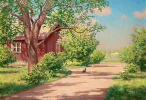 Summer Landscape With Hens