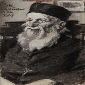 Portrait Of Old Man At The Hospital In Middelfart, Denmark by Peder Severin Kroyer