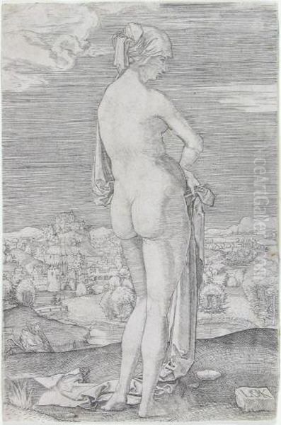 Badende Frau (stehender Weiblicher Ruckenakt) - view 1