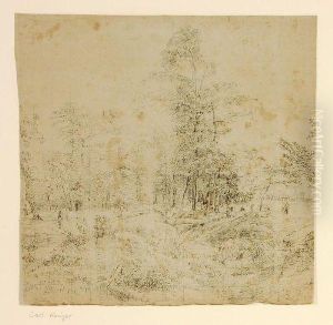 Bewaldete Landschaft Mit Spaziergangern
