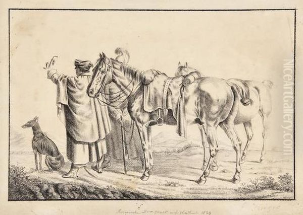 Russische Dragoner Mit Windhund - view 1
