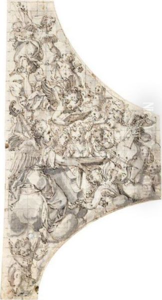Music-making Angels, Probably A Design For An Organ Shutter - view 1