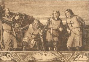 Kreuzritter Lauschen Dem Lyraspiel by Emil Krupa-Krupinsky