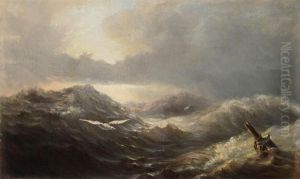 Marine With Heave Waves And Sea-gulls