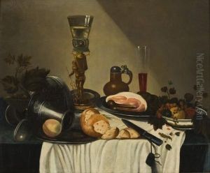 Stilleben Mit Schinken, Fruchten, Zinngeschirr Und Glasern