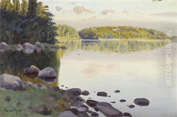Sunset At A Lake Shore In Northern Russia - view 1