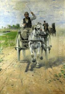 Kutschen Im Galopp by Lajos Kubanyi