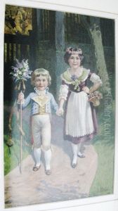 Geschwisterpaar Im Sonntagsstaat Mit Fliederbuschen Und Rosenkorbchen by Otto Kubel