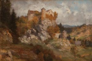 Pejzaz Z Zamkiem Na Wzgorzu by Erich Kubierschky