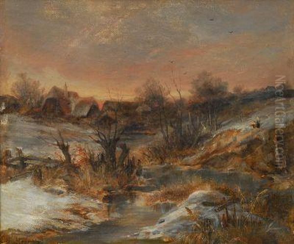 Winterlandschaft Mit Bachlauf - view 1