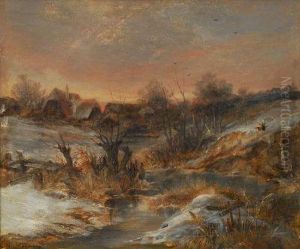 Winterlandschaft Mit Bachlauf by Erich Kubierschky