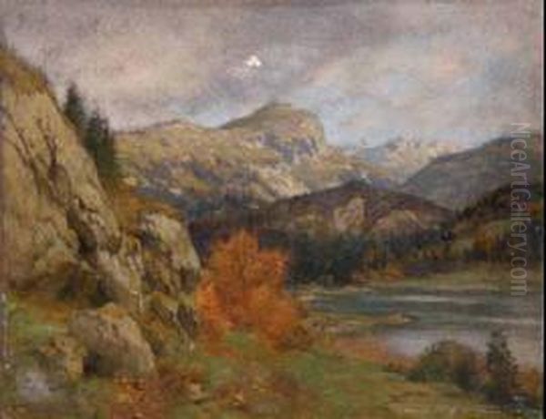 Gebirgslandschaft Mit See Im Herbst. - view 1