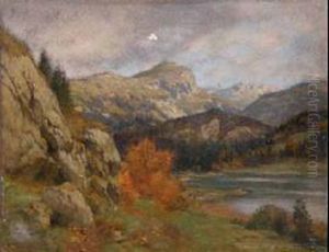 Gebirgslandschaft Mit See Im Herbst.