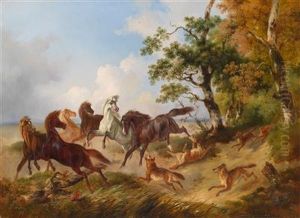 Von Wolfen Angefallene Pferde by Ludwig Kubler