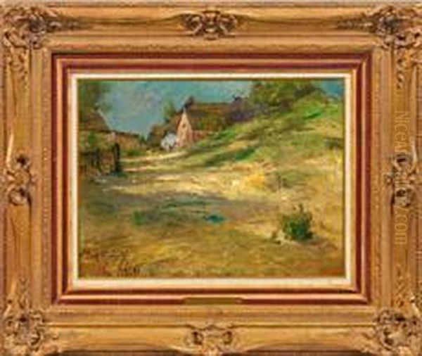 Impressionistischeansicht Der Sonnenbeschienenen Dorfstrase Von Vietzig Inpommern - view 1