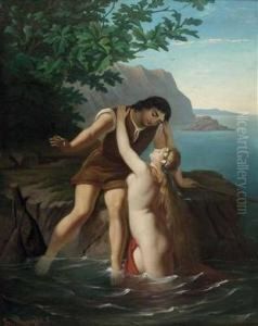 Nereide Und Junger Mann by Georg Kugler