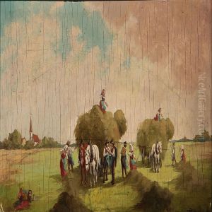 A Pair Of Harvest Landscapes by Max Kuglmayr