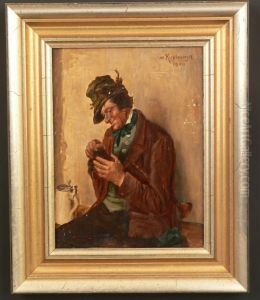 Depicting A Musician At A Tavern by Max Kuglmayr