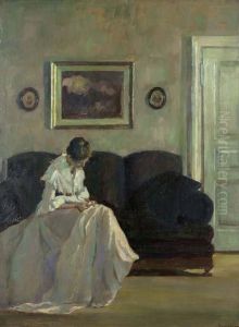 Interior With Lady. by Josef Ii Kuhn